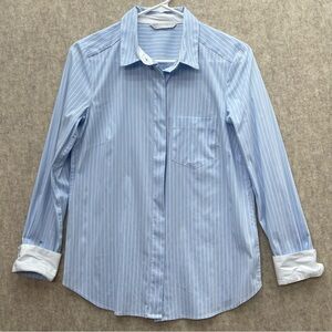 Women's H& M Button Down Cotton Pinstripe Shirt with Contrasting Cuffs XL Junior